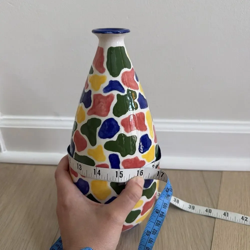 Vintage Bitossi Signed Multicolor Vase Italian Pottery 10” *Has Small Chip*